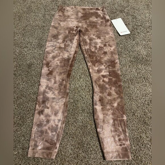 NEW Lululemon Align High-Rise 25” Diamond Dye Metallic Shine Pink Gold Leggings - Picture 5 of 11